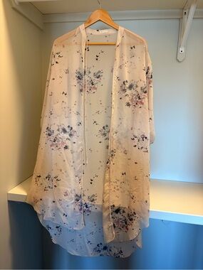Gentle Fawn Blush Floral Sheer Kimono